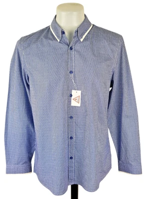 GUESS Mens Blue L/S EVENING FASHION SHIRT "Dean  Slim Fit" - L - 44" - RRP £89 - Image 1 of 4
