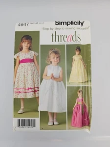 Simplicity Uncut Pattern #4647 Child's Special Occasion Dress 3-6 - Picture 1 of 2