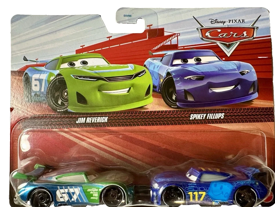 DISNEY pixar CARS mattel JIM REVERICK 67 piston cup SPIKEY FILLUPS 117 racer