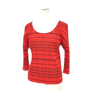 [ISSEY MIYAKE] ISSEY MIYAKE PLEATS PLEASE All-over print 3/4 sleeve cut-and-sew - Picture 1 of 6