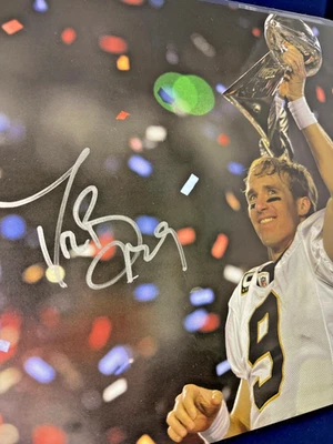 DREW BREES Signed 11x14 Photo SAINTS SUPER BOWL Autograph w/COA (TSA)  FREE SHIP - Image 1 of 4