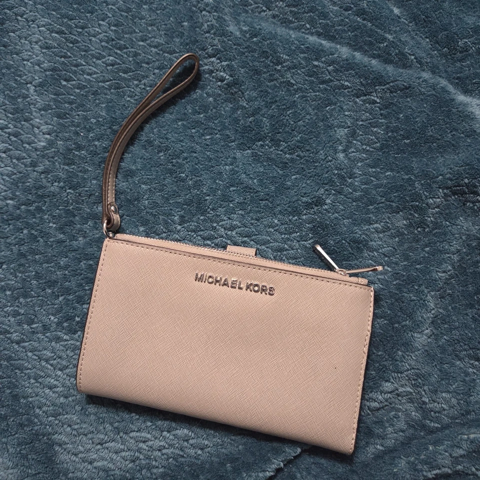 MICHAEL KORS JET SET VIAJE DOBLE CREMALLERA BILLETERA TELÉFONO ESTUCHE MUÑECA MK Gris Foto 1 de 4