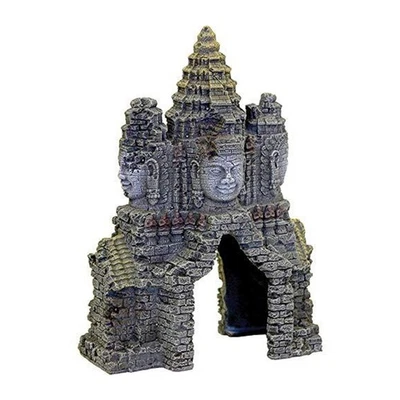 Adorno de acuario cueva esconder puerta del templo Angkor Wat decoración de pecera ⊥ Foto 1 de 4