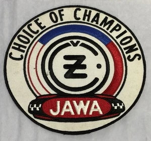 Vintage CZ JAWA Motorcycle Patch LARGE Sewn Embroidered Choice of Champions - Picture 1 of 4