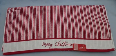 Toalla de baño OEKO-TEX FELIZ NAVIDAD bordada 100 % algodón 27x50" nueva con etiquetas rojo blanco Foto 1 de 4