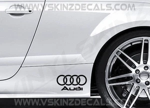 2x Audi Logo Premium Cast Skirt Decals Stickers S-line Quattro S3 S4 TT RS - Picture 1 of 5
