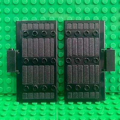 Lego Castle Gate Door 1x5x8 1/2 Stockade (30223) Black with Black Hinges - Image 1 of 2