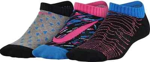 Nike L108368 Multicolor Lightweight Cotton No Show Socks 3-Pack Kids Size S - Picture 1 of 2