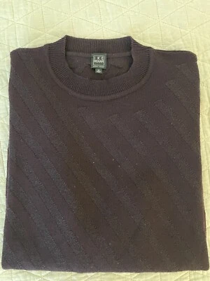 IKE BEHAR Made in Italy Tonal Diagonal Stripe Crewneck Sweater in Wine Size M - Image 1 of 4