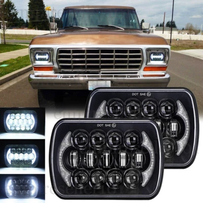 2PC 5x7'' 7x6 inch LED Headlights DRL For Ford F-150 F-250 F-350 E-150 E-250 - Image 1 of 4