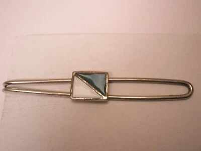 Green & White Enamel Scuba Dive Flag Antique Vintage Tie Bar Clip simple quality - Image 1 of 4