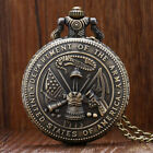 Vintage US DEPARTMENT Of THE ARMY Pattern Quartz Pocket Watches Necklace Chain