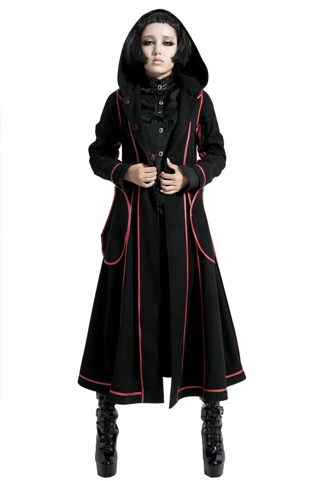 Abrigo Punk Rave Estilo Lolita Dos Usos Steampunk Manga Larga Con Capucha Chaquetas Largas Foto 1 de 2
