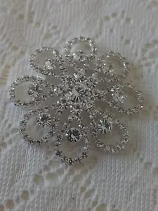 1 Large Silver Rhinestone Metal Shank Button. Approx - 53 mm - Picture 1 of 3