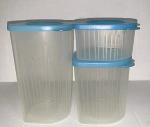 New Tupperware Fresh N Cool Set of 3 Modular Containers 2, 4 & 6 cups blue clear - Picture 1 of 3