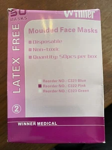 Winner Medical Moulded Dental Face C322 Disposable 50/box Pink NIB - Picture 1 of 2