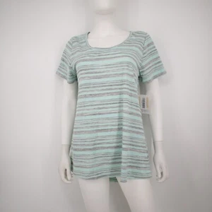 NEW LuLaRoe Women's Size M Classic Blouse Shirt Top STRIPE Turquoise - Picture 1 of 7