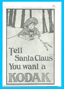 1908 KODAK camera antique PRINT AD Santa film Christmas gift - Picture 1 of 3