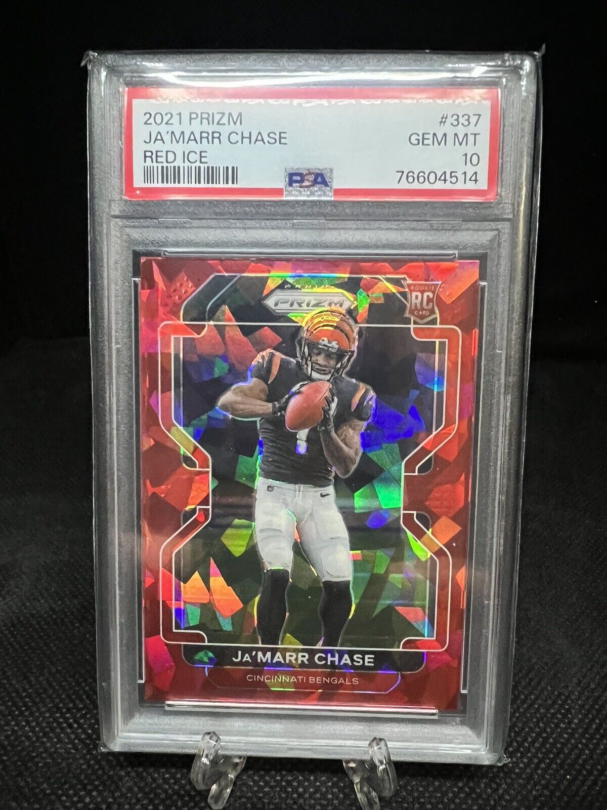2021 Prizm Jamarr Chase Red Cracked Ice RC PSA 10 MINT #337 Bengals