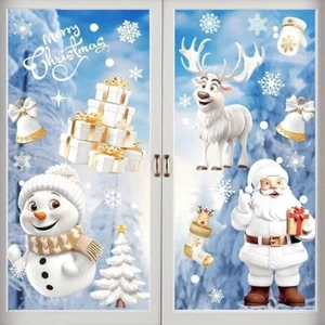 190Pcs Christmas Window Stickers 9 Sheets Double Side Window Cling Xmas Scene - Picture 1 of 8