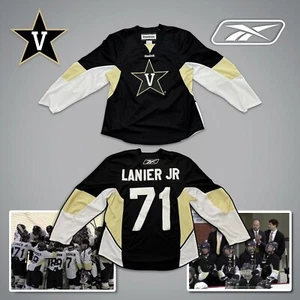 Game Worn VANDERBILT UNIVERSITY COMMODORES AUTHENTIC ACHA HOCKEY JERSEY Sz L - Picture 1 of 12