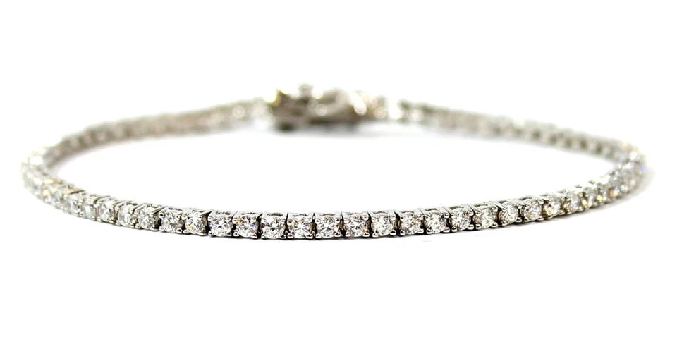 MEG GIOIELLI Bracciale tennis 21cm argento puro 925 zirconi bianchi brillanti 2mm