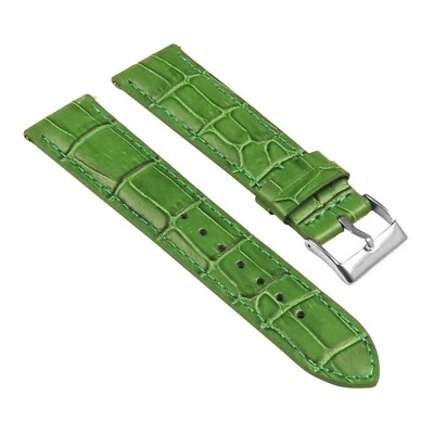 StrapsCo Mens Croc Crocodile Grain Embossed Padded Leather Watch Band Strap - Image 1 of 4
