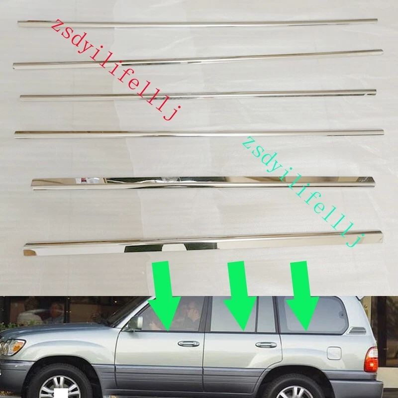 6x Para Lexus LX470 1998-2007 LH RH Puerta Ventana Inferior Plateado Acero Inoxidable Borde Ag Foto 1 de 1