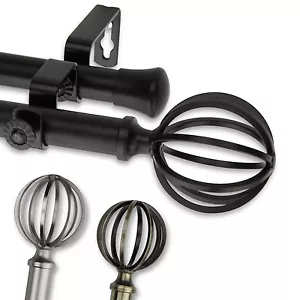 Wireball 3/4” Adjustable Drapery Double Curtain Rod 28"-170" (4 sizes, 3 colors) - Picture 1 of 10