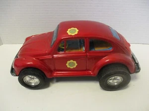 Vintage Aoshin Tin Battery Operated Smoking VOLKSWAGEN VW BUG - 11" - Picture 1 of 13