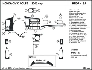 Carbon Fiber Dash Trim Kit for Honda Civic Coupe without navigation 2006-2011 - Picture 1 of 1
