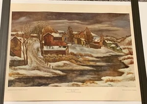 Vintage Emil Ganso Print Winter Morning Farm Journal Ketterlinus Philadelphia - Picture 1 of 8