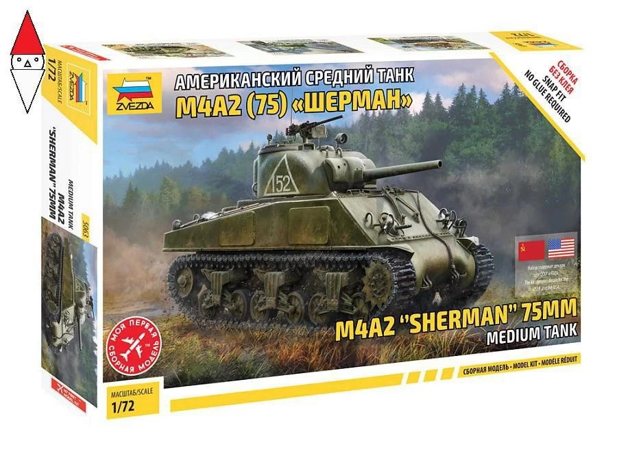 Zvezda 5063 - 1 72 M4A2 Sherman Medium US-Tank WWII - Nuovo