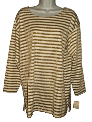 Nuevo con etiquetas Top Carolina Colores II Dorado Lurex Rayas Manga Larga 14/16 Foto 1 de 3