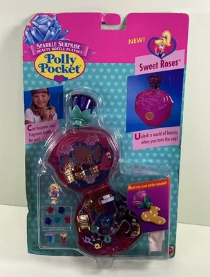 Polly Pocket Sparkle Surprise SWEET ROSES 1996 Vintage Bluebird COMPLETE - Image 1 of 4