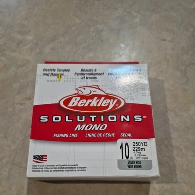 Línea de pesca mono Berkley Solutions 6 lb 250 yd 229 m 2,7 kg niebla verde BSSFS6-GRM Foto 1 de 2