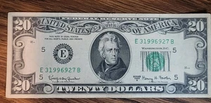 1963 A Twenty Dollar $20 Bill - Bank of Richmond Fancy Serial # birthday note - Picture 1 of 4
