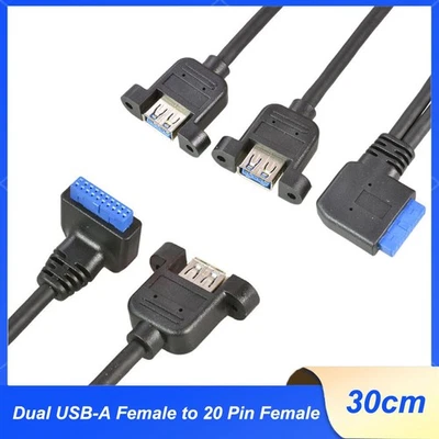 Dual 2 Ports USB-A 3.0 Female to Motherboard 20 Pin Female Header Cable 30cm - Image 1 of 4