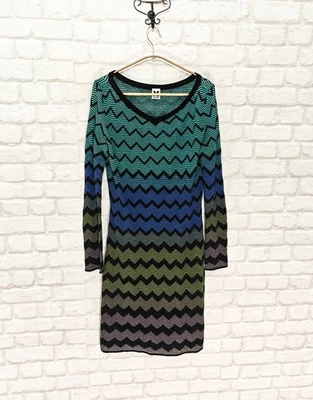 MISSONI Suéter Vestido Multicolor Chevron Manga Larga Talla IT46 - Imagen 1 de 4