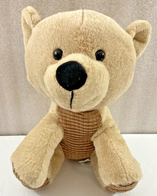 Oso de peluche beige con pecho y patas de pana 10" peluche Foto 1 de 4