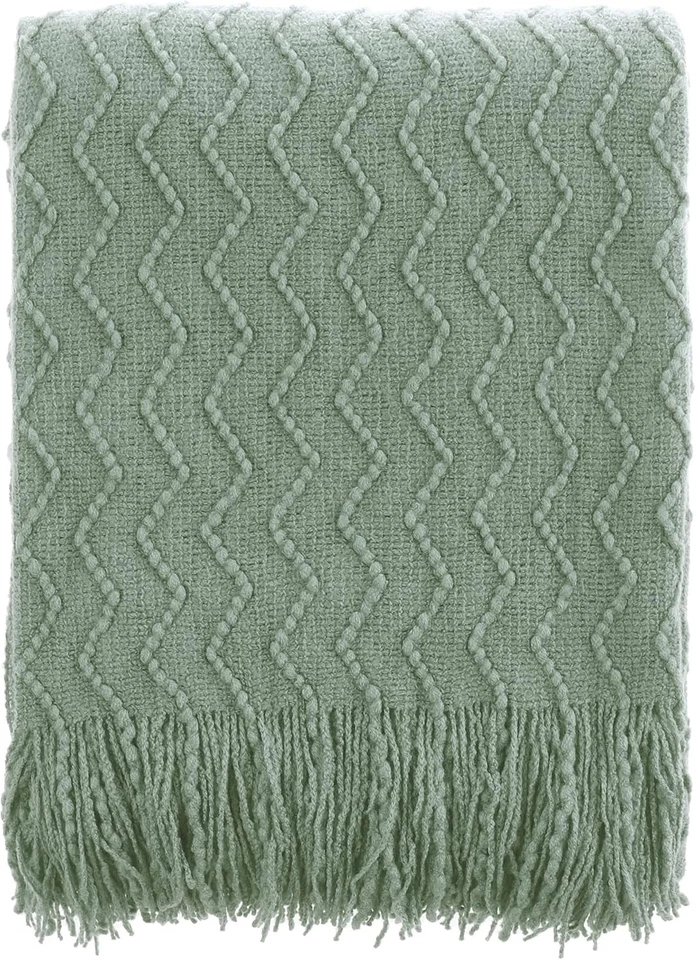 BATTILO HOME Sage Green Throw Blanket for Couch Home 50"x60"