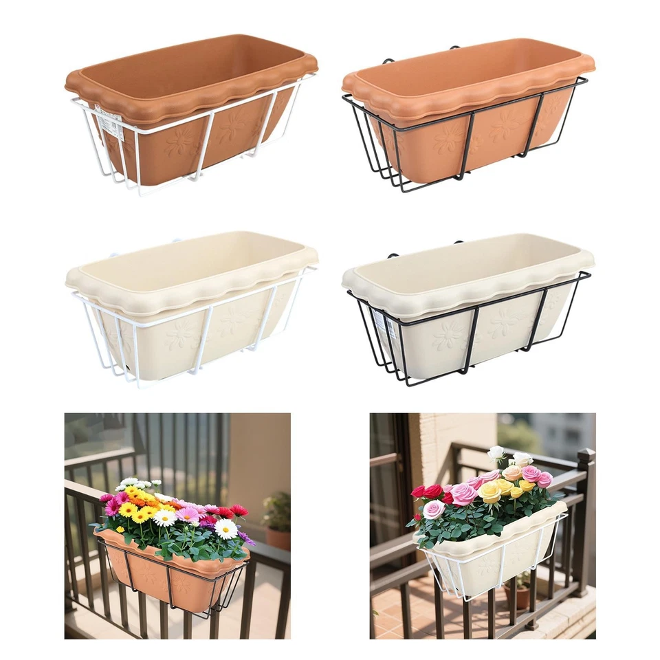 Railing Planter Decorative Rail Planter Vegetable Planting Pot with Tray Rack - Image 1 of 1