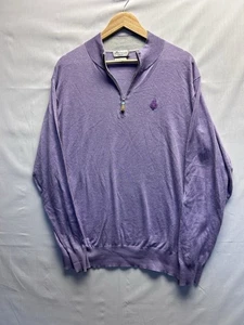 Suéter Peter Millar Crown Suave Para Hombre L 1/4 Cremallera Lavanda Pullover Algodón Seda - Imagen 1 de 11