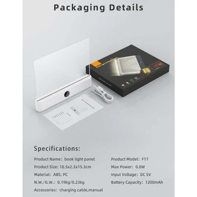 LED Book Light Smart Rechargeable with Eye Protection and Color Options - Image 1 of 4