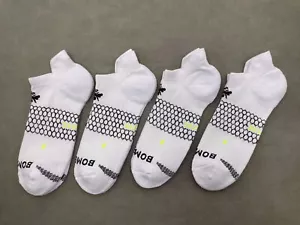 4 Pair Bombas Men's All-Purpose Performance white Ankle Sock Size Large - Picture 1 of 2