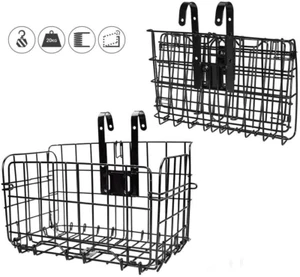 Folding Rear Bike Basket Wire Mesh Fold-Up Detchable Front Bag Rear Hanging Bike - Picture 1 of 9