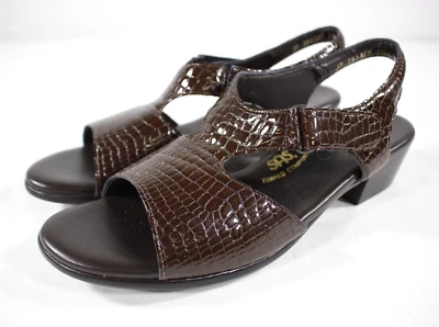 SAS Shoes Women's 10.5 S Suntimer Sandals Patent Leather Lizard Embossed Brown - Image 1 of 4
