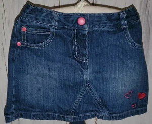 Crazy 8 by Gymboree Denim Blue Pink Heart Skirt Size 4 4T *W24 - Picture 1 of 7