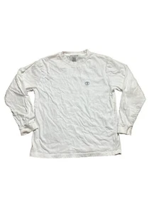 Champion Shirt Medium Youth White Athletic Fitted Long Sleeve Stretch Gym Boys M - Picture 1 of 3