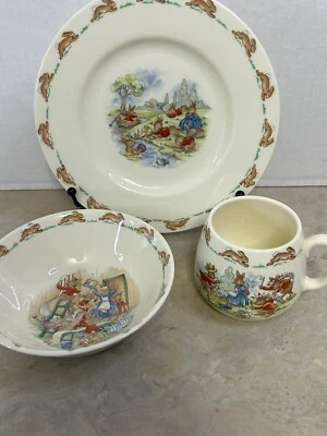 Bunnykins 3 peças conjunto de jantar infantil 3 - prato caneca tigela porcelana fina osso - Imagem 1 de 4